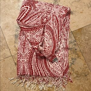 Chico's Vibrant Red and White Scarf